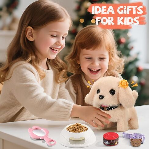لعبة الكلب للأطفال، ألعاب محشوة قطيفة تفاعلية للكلاب التي تمشي وتنبح، 16 قطعة من مجموعة اللعب الإلكترونية لرعاية الحيوانات الأليفة مع حقيبة ظهر، ألعاب العريس والأعلاف، هدايا للفتيات 3-5 5-7 6-8 8-12 in Kuwait