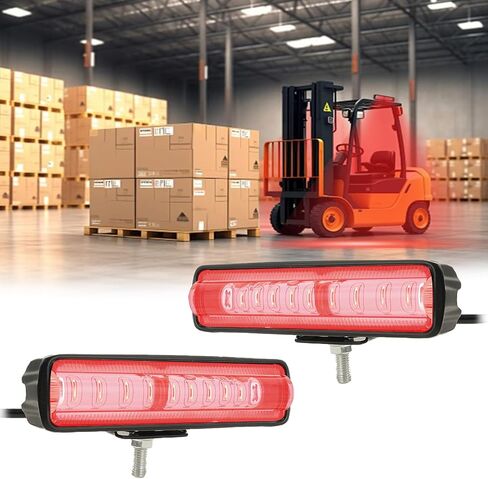3-Lens High-Brightness Forklift Warning Light, Red LED Forklift Safety Light, 30W DC 12V-100V, Adjustable Beam & Easy Installation for AGV, Warehouse & Industrial Vehicles (2Pcs) in Saudi Arabia