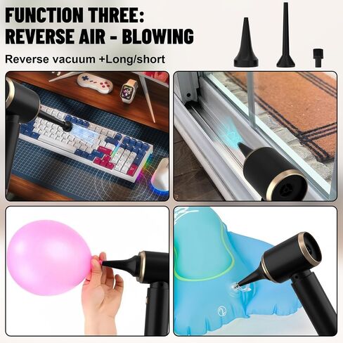 Handheld Car Vacuum Portable Cordless, 20000PA High Power 4 in 1 Vacuum Cleaner & Air Duster & Air Blower with 4000mAh Brushless Motor and Multi-Nozzles for Car, Home, Office, Camping, Pet in Saudi Arabia