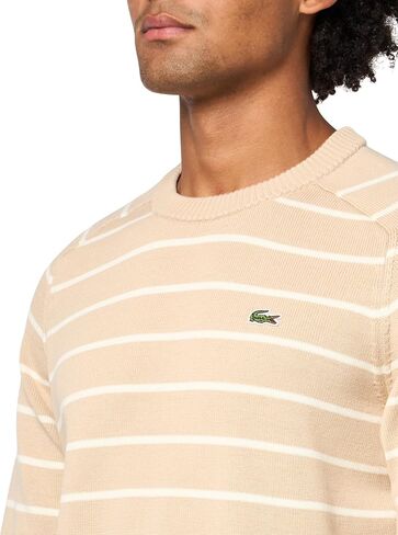 Lacoste Men's Striped 3D Knit Cotton Crew Neck Sweater in Saudi Arabia