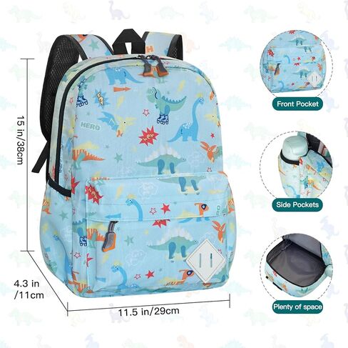Kids Backpack for Girls Boys - 15 Inch Dinosaur Childrens Backpack Cute School Bag Kindergarten Backpack for Ages 3-8, Black in Kuwait
