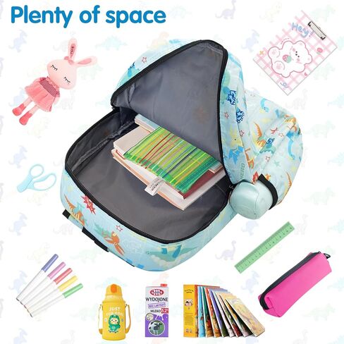 Kids Backpack for Girls Boys - 15 Inch Dinosaur Childrens Backpack Cute School Bag Kindergarten Backpack for Ages 3-8, Black in Kuwait