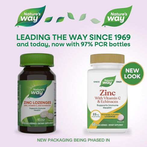 Nature's Way Lozenges مع فيتامين C & echinacea ، الدعم المناعي*، 23 ملغ من الزنك و 100 ملغ من فيتامين C لكل وجبة ، بنكهة التوت البري ، 60 لوزتن (قد تختلف العبوة) in Saudi Arabia