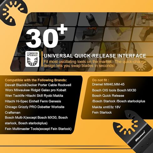 Bionso 55PCS Oscillating Saw Blades, Professional Universal Titanium Multitool Blades for Wood Plastics Metal, Quick Release Multi Tool Kits Fit Dewalt Ryobi Milwaukee Rockwell Fein Makita in Kuwait