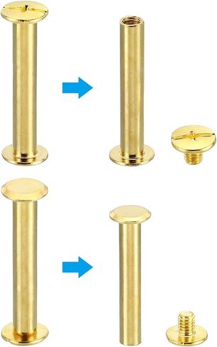 براغي شيكاغو M5x18mm من باتيكل، 100 مجموعة من براغي شيكاغو فيليبس ومسامير برغي جلدية ومسامير نحاسية وموصلات فولاذية لحزام الجلد وألبومات صور القصاصات، فضي in Saudi Arabia