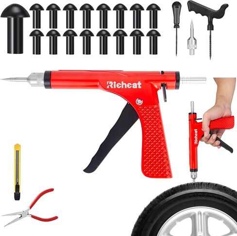 Tubeless Tire Puncture Repair Kit with Mushroom Plug, Repairs punctures and Flat Tires for Motorcycles, Cars, Trucks, ATVs in Kuwait