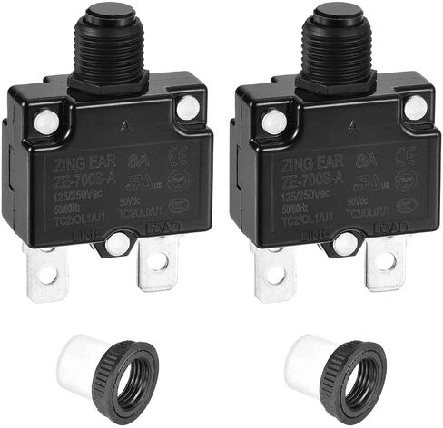 Dmiotech 9A قاطع الدائرة الحرارية 125/250V AC 50V DC 50/60Hz 1.8x1.1x0.6 الضغط الزر يدوي حامي الحمل الزائد مع غطاء زر مقاوم للماء لتطبيق حماية الحمل الزائد ، 2pcs in Saudi Arabia