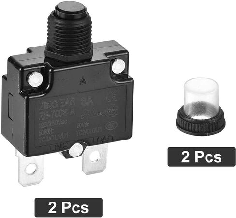 Dmiotech 9A قاطع الدائرة الحرارية 125/250V AC 50V DC 50/60Hz 1.8x1.1x0.6 الضغط الزر يدوي حامي الحمل الزائد مع غطاء زر مقاوم للماء لتطبيق حماية الحمل الزائد ، 2pcs in Saudi Arabia