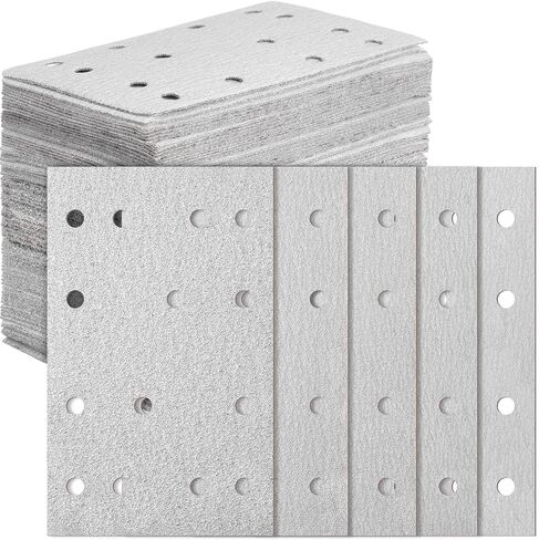 100 Pcs P180 Grit 3 x 5 (80 x133 mm) Rectangular Abrasive Sanding Sheets 14 Hole Sandpaper Compatible with Festool Rts 400 Rs400 Ls130 in Kuwait