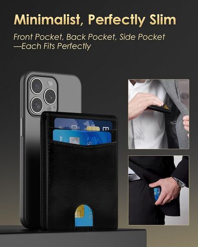 محفظة 2024 للرجال - حجب RFID [عملية وعملية] حامل بطاقة ائتمان نحيف ثنائي الطي، محفظة معدنية منبثقة مع فتحة للنقود، جيب أمامي مع نافذة لبطاقة الهوية، صندوق هدايا (ألياف الكربون) in Kuwait