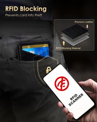 محفظة 2024 للرجال - حجب RFID [عملية وعملية] حامل بطاقة ائتمان نحيف ثنائي الطي، محفظة معدنية منبثقة مع فتحة للنقود، جيب أمامي مع نافذة لبطاقة الهوية، صندوق هدايا (ألياف الكربون) in Kuwait
