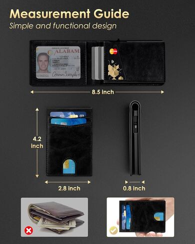 محفظة 2024 للرجال - حجب RFID [عملية وعملية] حامل بطاقة ائتمان نحيف ثنائي الطي، محفظة معدنية منبثقة مع فتحة للنقود، جيب أمامي مع نافذة لبطاقة الهوية، صندوق هدايا (ألياف الكربون) in Kuwait