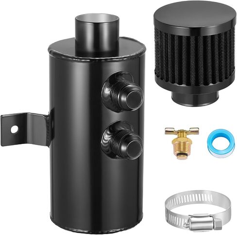 BDFHYK 750ml Oil Catch Can Tank Kit, 10AN Universal Polish Baffled Reservoir with Breather Filter and 3/8" ID Fuel Line Hose, Aluminum in Saudi Arabia