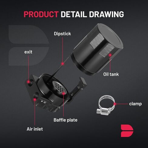 BDFHYK 750ml Oil Catch Can Tank Kit, 10AN Universal Polish Baffled Reservoir with Breather Filter and 3/8" ID Fuel Line Hose, Aluminum in Saudi Arabia