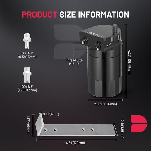 BDFHYK 750ml Oil Catch Can Tank Kit, 10AN Universal Polish Baffled Reservoir with Breather Filter and 3/8" ID Fuel Line Hose, Aluminum in Saudi Arabia