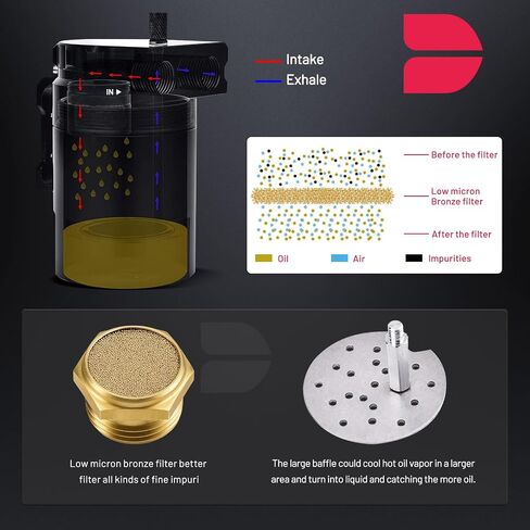 BDFHYK 750ml Oil Catch Can Tank Kit, 10AN Universal Polish Baffled Reservoir with Breather Filter and 3/8" ID Fuel Line Hose, Aluminum in Saudi Arabia