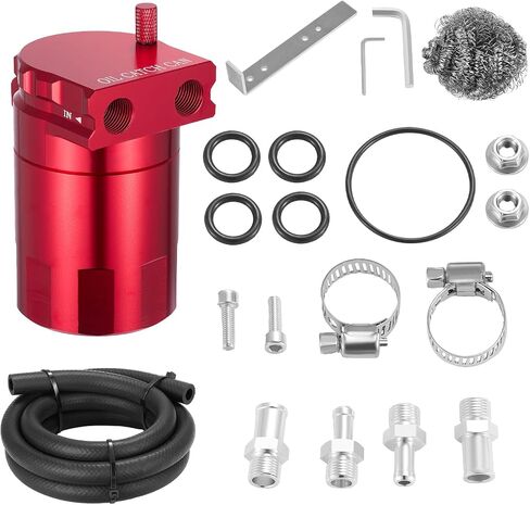 BDFHYK 750ml Oil Catch Can Tank Kit, 10AN Universal Polish Baffled Reservoir with Breather Filter and 3/8" ID Fuel Line Hose, Aluminum in Saudi Arabia
