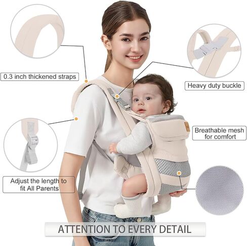 Baby Carrier Newborn to Toddler(8-30lbs), Toddler Carrier with Adjustable Shoulder Strap, Baby Holder Carrier with Breathable Mesh Fabric, Grey in Saudi Arabia