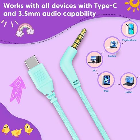 سماعات الأطفال للسفر المدرسي ، ترقية نوع USB من النوع C آمن المجلد 94 ديسيبل ، مع سماعات ميكروفون عالي الدقة قابلة للطي على الأذن للبنين/البنات/الطالب/الكمبيوتر اللوحي/السفر الأزرق in Kuwait