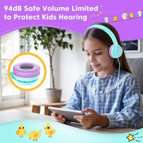 سماعات الأطفال للسفر المدرسي ، ترقية نوع USB من النوع C آمن المجلد 94 ديسيبل ، مع سماعات ميكروفون عالي الدقة قابلة للطي على الأذن للبنين/البنات/الطالب/الكمبيوتر اللوحي/السفر الأزرق in Kuwait