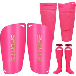Soccer Shin Guards Youth and Kids, Shin Pads Set with Shin Sleeves and Long Soccer Socks for Age 3, 4-6, 6-8, 8-10, 10-12 and Above 12 Boys Girls for Soccer Games