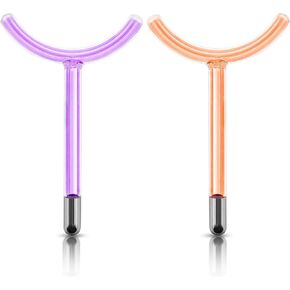 2pcs Electrode Wand Glass Tube Handheld Spare Parts Elitzia ETHB01 (Purple and Orange Y Shape)