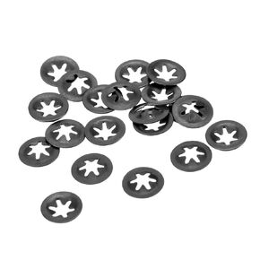 uxcell M6 Star Locking Washer 5.4mm I.D. 14mm O.D. Internal Tooth Lock Washers Push-On Locking Speed Clip 65Mn Black Oxide Finish 20pcs