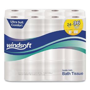 Windsoft Premium Toilet Paper, 24-Pack of Rolls, Bulk Bath Tissue, Pillowy Softness, Thick Strong 2 Ply, Septic Safe, White, 284 sheets Per Roll, Double Rolls