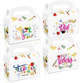 12 Packs Teacher Day Theme Party Favor Treat Boxes Best Teacher Ever Goodies Boxes Party Time Gift Boxes for Birthday Party Decration Supplies