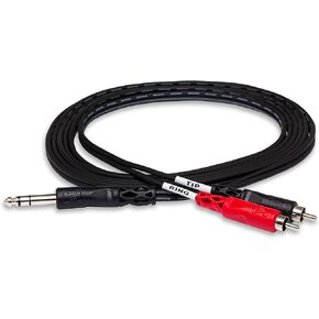 HOSA TRS-201 1/4" TRS to Dual RCA Insert Cable, 1 Meter Black & YPR-102 1/4" TRS to Dual RCAF Stereo Breakout Cable