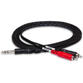 HOSA TRS-201 1/4" TRS to Dual RCA Insert Cable, 1 Meter Black & YPR-102 1/4" TRS to Dual RCAF Stereo Breakout Cable