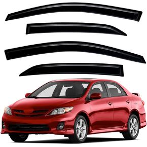 Lightronic WV94073 Outside-Mount Side Window Visor Deflector Rain Guard, Dark Smoke, 4-Pieces Set, Fits 2009-2013 Toyota Corolla Sedan