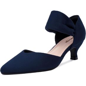 RIBONGZ Kitten Heels for Women Closed Toe Comfortable Low Heels Pointed Toe Sexy Slip on Pumps Bridal Party Dressy Shoes in Saudi Arabia