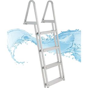 CO-Z 4 Step Removable Dock Ladder, Pontoon Boat Ladder with 350lb Load, Aluminum Swim Ladder with Wide Step & Nonslip Tread, Quick Release Dock Stair for Lake Swimming Pool Marine Boarding
