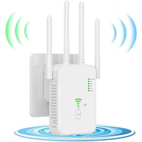 WiFi Extender, 1200Mbps Wi-Fi Signal Booster Amplifier for Home Cover Up to 9800sq.ft WiFi 2.4&5GHz Dual Band Wireless Repeater, 4 Antennas 360° WiFi Amplifier, WiFi Range Extender with Ethernet white in Saudi Arabia