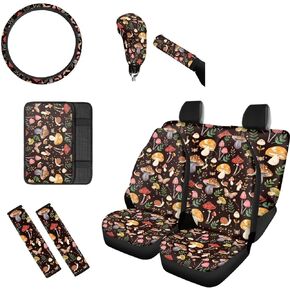 Pzuqiu American Flag Car Seat Cover Full Set of 10 Anti-Slip Seat Cover Gearshift Handbrake Cover Seat Belt Pad Cover Easy Install Armrest Cover Steering Wheel Cover Universal for Most Cars