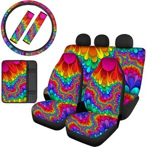 TOADDMOS Bald Eagle Car Seat Covers Full Set 8pc Front and Rear Bench Seat Covers Universal Fit for Most Cars,Sedans,Trucks or Vans with Steering Wheel Cover Seat Belt Cover,Auto Center Console Pad