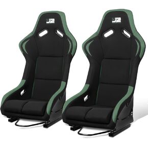 ‎J2 Engineering J2-RS-001-BL Pair of Universal Fixed Position Bucket Racing Seat w/Side Mount Brackets & Sliders for 4 or 5 point Harness, Black/Blue
