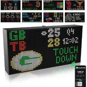 Glance LED – Customizable LED Ticker, Sport & Stock Ticker, Retro Display, Smart Clock, Weather, News, Trivia, Custom Messaging. WiFi Enabled.