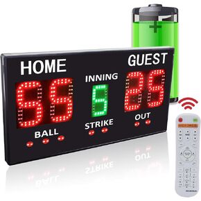 YZ LED Portable Baseball Scoreboard for Fence, High-Light Digital Scoreboard with Remote, Rechargeable Wireless Electronic Baseball Scoreboard, Baseball Score Keeper with Innings Balls Strikes Outs