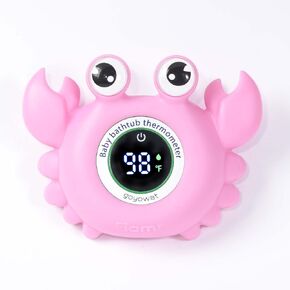 Baby Bath Thermometer with LED Display, Floating Crab Toy – 2-in-1 Water Safety Sensor for Infants, Color-Coded Alerts (Hot/Cold), Bath Tub Temperature Monitor, Cute Floating Bath Toy, Nursery