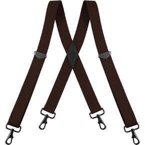 Buyless Fashion Suspenders for Men - 48" Adjustable Straps 1 1/4" - X Back with Black Hooks