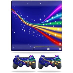 MightySkins Skin Compatible with Sony Playstation 3 PS3 Slim Skins + 2 Controller Skins Sticker Rainbow Twist