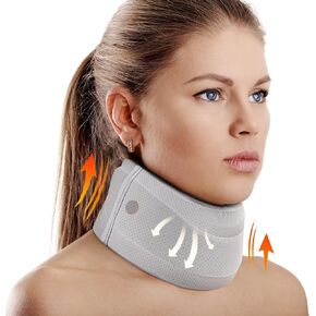 Neck Brace for Neck Pain and Support, Soft Neck Support Relieves Pain & Pressure in Spine for Women & Men, Wrap Align Stabilize Vertebrae Foam Cervical Collar for Sleeping (Grey, M, 3.5" Depth Collar)
