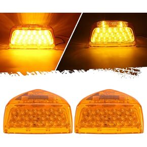 Partsam 2Pcs Amber 31 LED Headlight Turn Signal Front Park Light with 3 Wires Replacement for Peterbilt 379 359 357 365 378, Sealed Waterpoof