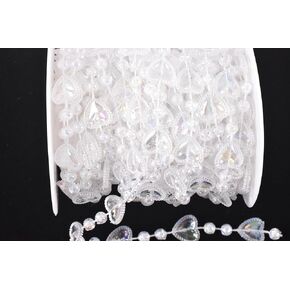 KAOYOO 33 Feet Clear Crystal Beads Chian Trim by The Roll for DIY,Wedding Party Decoration(Colorful)