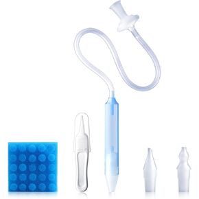Baby Nasal Aspirator Nasal Congestion Relief with 25 Hygiene Filters 2 Silicone Tips with Nose Cleaning Tweezer