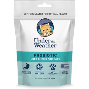 Under The Weather Pet Probiotic Chews for Cats | Promotes Normal Digestion, Balances Healthy Gut Health | 60 Star Shaped Soft Chews