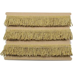ALSHAYA Gold Fringe Tassel Trim Lace Polyester Macrame Tassel Lace 10 Yards 43mm Wide for Sewing Crafts Clothing Curtains Accessories (Gold, 43mm Wide)