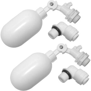 Joywayus Mini Plastic Float Ball Valve with 1/4" Quick Connect Push-In to Connect Tube Fittings Adjustable Water Filter Ballcock Fittings Automatic Water Level Control Switch (Pack of 2)